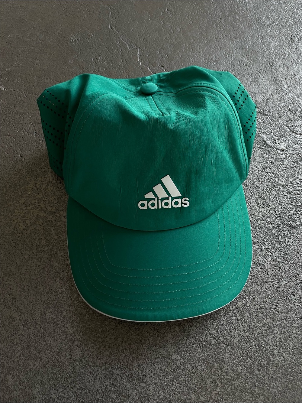 adidas Green Athletic Running Cap with White Logo